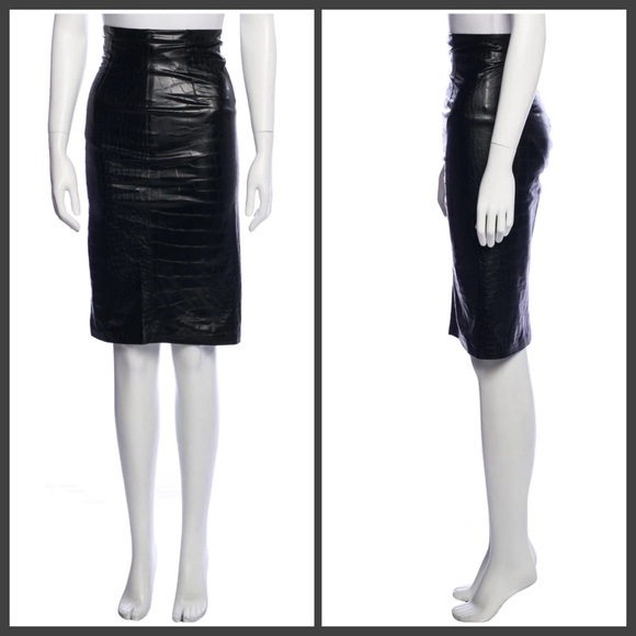 Nanushka ANIA Faux Leather Croc MIDI Skirt XS - Picture 5 of 7